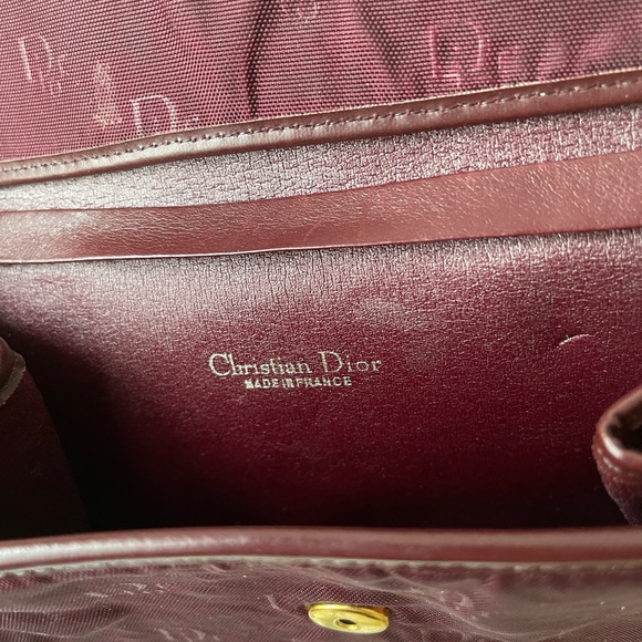 Auth Vintage Dior Monogram Burgundy Canvas Crossbody Bag - Picture 3 of 6